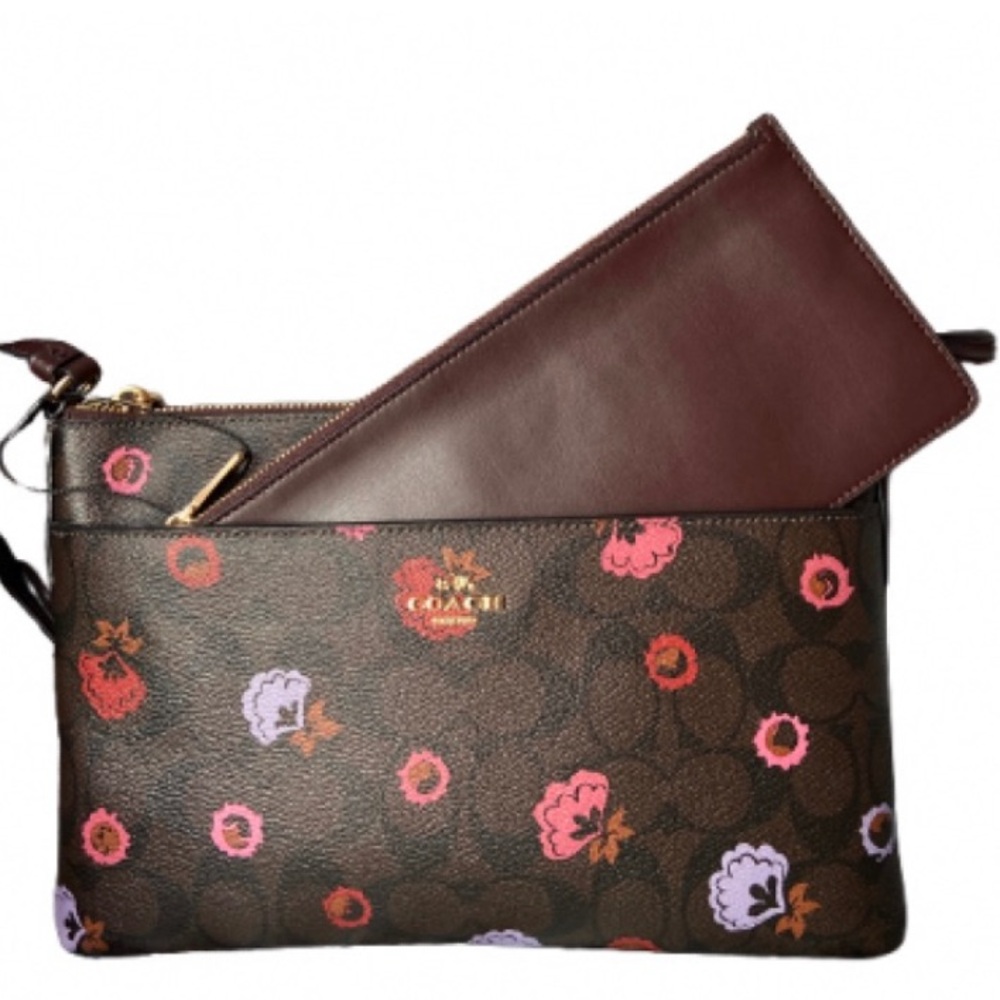 Coach crossbody with a pouch/ PRIMROSE FLORAL SIGNATURE PRINT NWOT - Picture 2 of 6